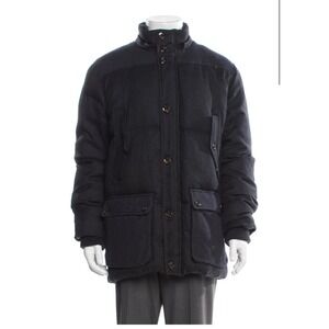 Ted Baker London Makawis Navy Blue Wool Blend‎ Goose Down Puffer Jacket Mens L